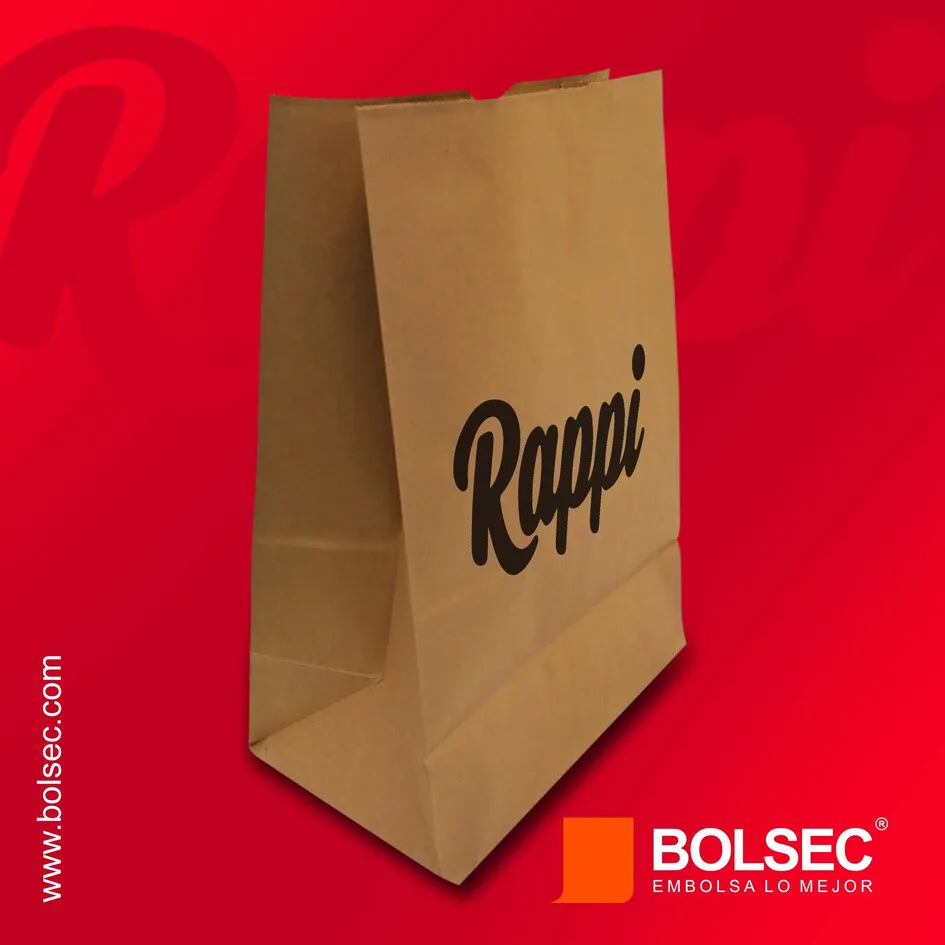 bolsa de papel kraft para envio de comida