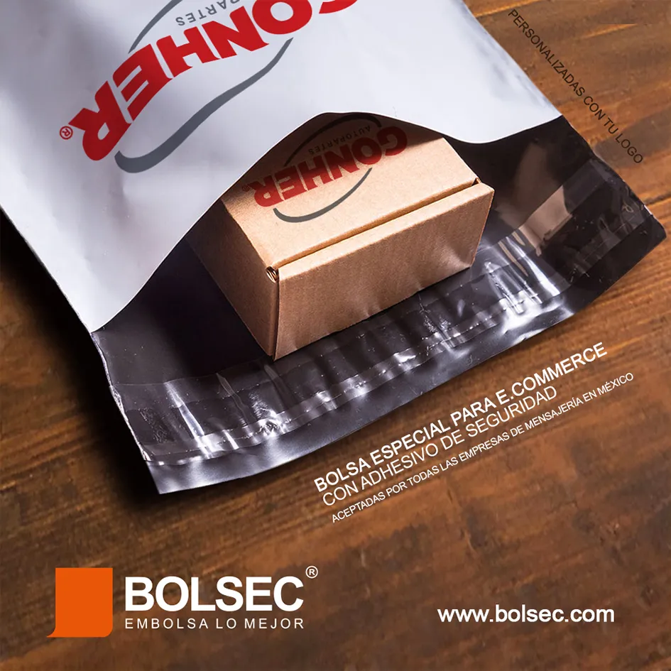 bolsas poly mailers para envíos de mensajería impresas con tu logo